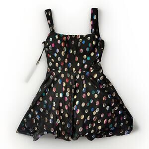 City Studio Black Multicolor Polka Dot Fit & Flare Dress Juniors 11/12 Party